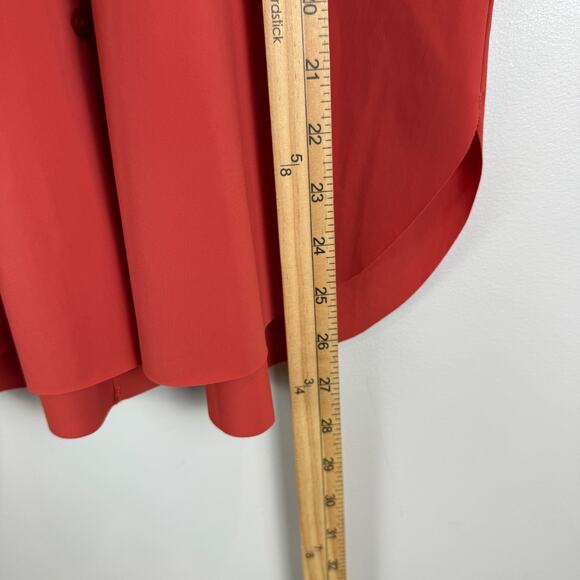 lyssé Button Front Shirt Women's Large Spicy Orange Short Sleeve Blouse Workwear - Picture 8 of 8